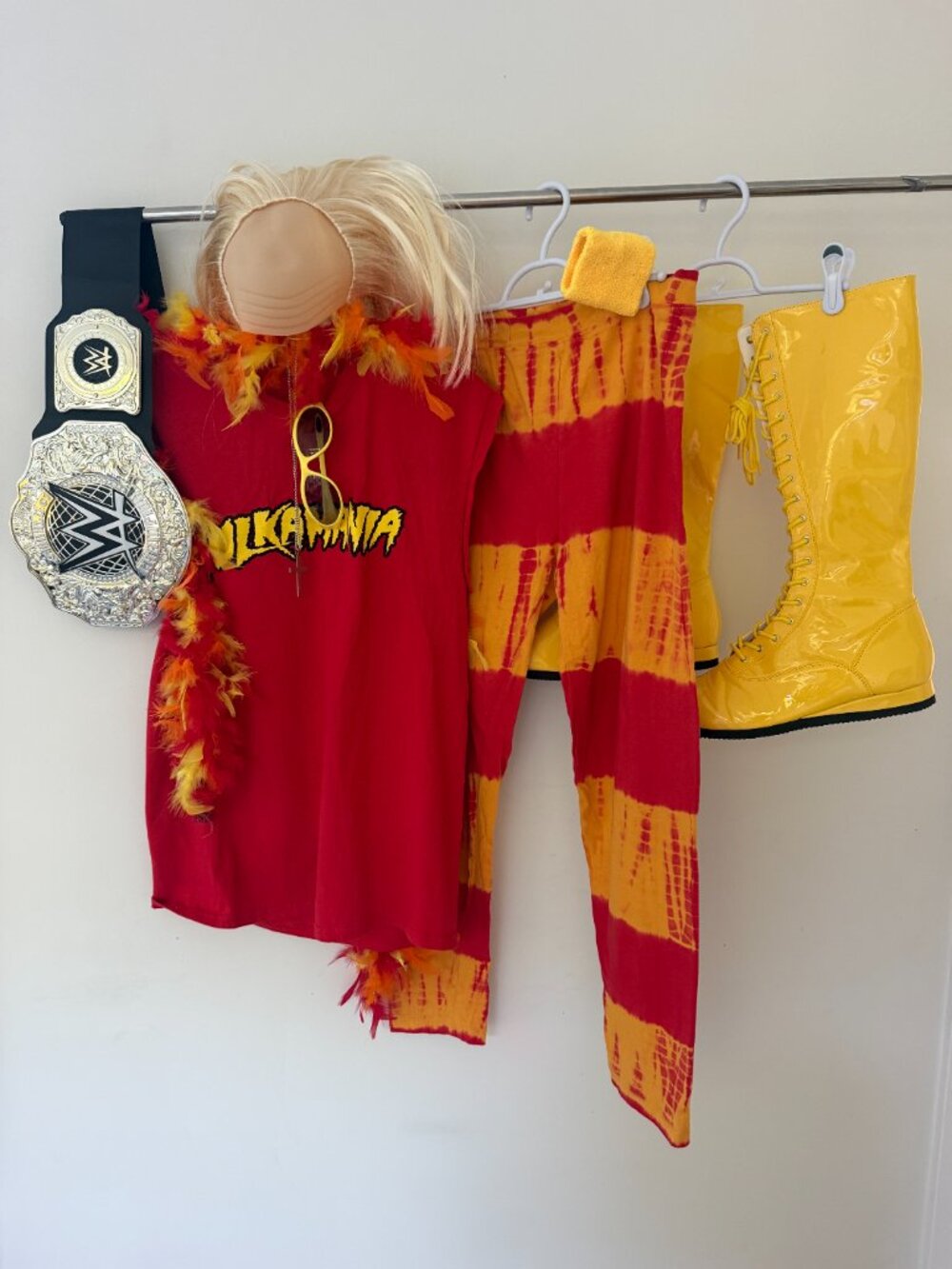 Hulk Hogan Hulkmania Red Yellow Orange Halloween Wrestling Costume Cosplay